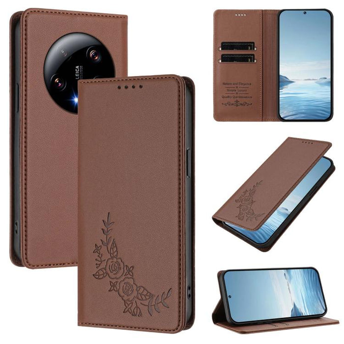 Funda para teléfono de piel vegana magnética RFID con relieve de peonía, For Xiaomi Poco F6 / Redmi Turbo 3, For Xiaomi Poco F6 Pro / Redmi K70 / K70 Pro, For Xiaomi Poco X6 Neo, For Xiaomi Poco X6 Pro, For Xiaomi 14 Ultra, For Xiaomi 14 Pro           ...