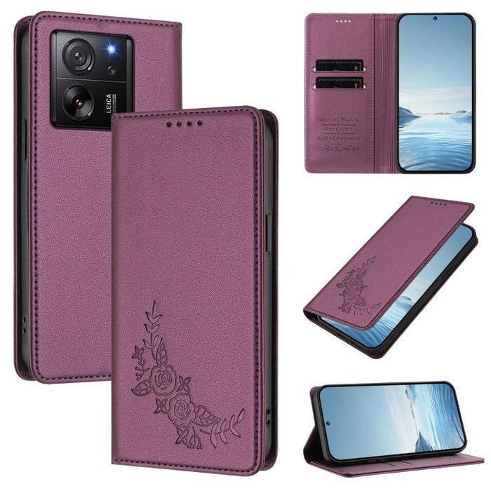 Funda para teléfono de piel vegana magnética RFID con relieve de peonía, For Xiaomi Poco F6 / Redmi Turbo 3, For Xiaomi Poco F6 Pro / Redmi K70 / K70 Pro, For Xiaomi Poco X6 Neo, For Xiaomi Poco X6 Pro, For Xiaomi 14 Ultra, For Xiaomi 14 Pro           ...