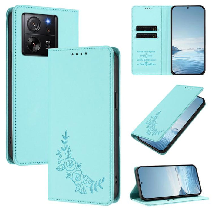 Funda para teléfono de piel vegana magnética RFID con relieve de peonía, For Xiaomi Poco F6 / Redmi Turbo 3, For Xiaomi Poco F6 Pro / Redmi K70 / K70 Pro, For Xiaomi Poco X6 Neo, For Xiaomi Poco X6 Pro, For Xiaomi 14 Ultra, For Xiaomi 14 Pro           ...