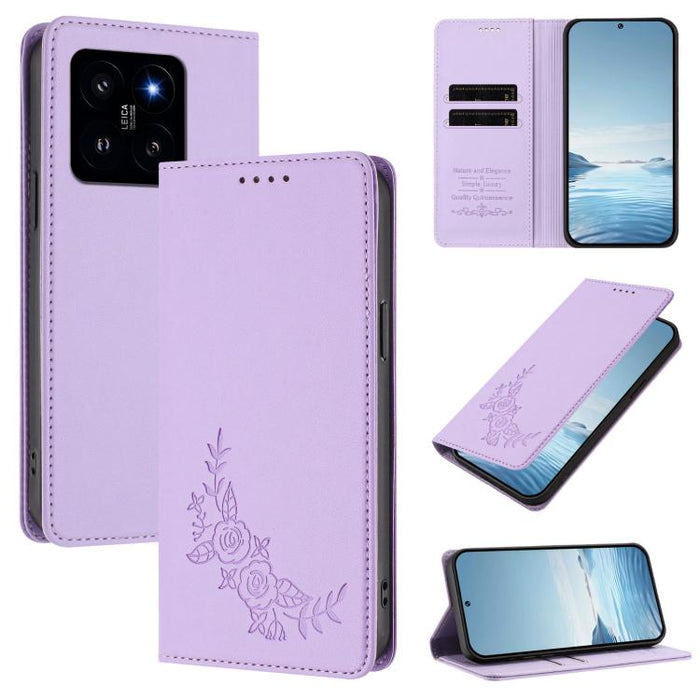 Funda para teléfono de piel vegana magnética RFID con relieve de peonía, For Xiaomi Poco F6 / Redmi Turbo 3, For Xiaomi Poco F6 Pro / Redmi K70 / K70 Pro, For Xiaomi Poco X6 Neo, For Xiaomi Poco X6 Pro, For Xiaomi 14 Ultra, For Xiaomi 14 Pro           ...