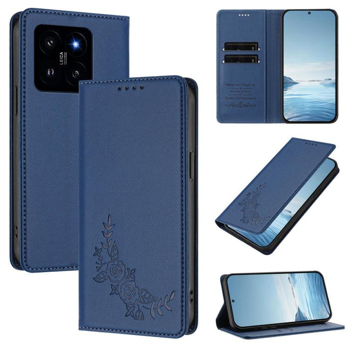 Funda para teléfono de piel vegana magnética RFID con relieve de peonía, For Xiaomi Poco F6 / Redmi Turbo 3, For Xiaomi Poco F6 Pro / Redmi K70 / K70 Pro, For Xiaomi Poco X6 Neo, For Xiaomi Poco X6 Pro, For Xiaomi 14 Ultra, For Xiaomi 14 Pro           ...