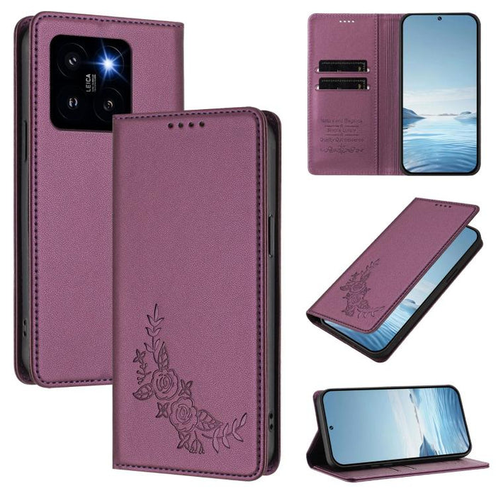 Funda para teléfono de piel vegana magnética RFID con relieve de peonía, For Xiaomi Poco F6 / Redmi Turbo 3, For Xiaomi Poco F6 Pro / Redmi K70 / K70 Pro, For Xiaomi Poco X6 Neo, For Xiaomi Poco X6 Pro, For Xiaomi 14 Ultra, For Xiaomi 14 Pro           ...