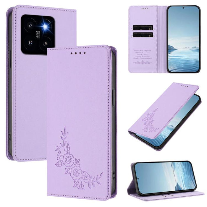 Funda para teléfono de piel vegana magnética RFID con relieve de peonía, For Xiaomi Poco F6 / Redmi Turbo 3, For Xiaomi Poco F6 Pro / Redmi K70 / K70 Pro, For Xiaomi Poco X6 Neo, For Xiaomi Poco X6 Pro, For Xiaomi 14 Ultra, For Xiaomi 14 Pro           ...