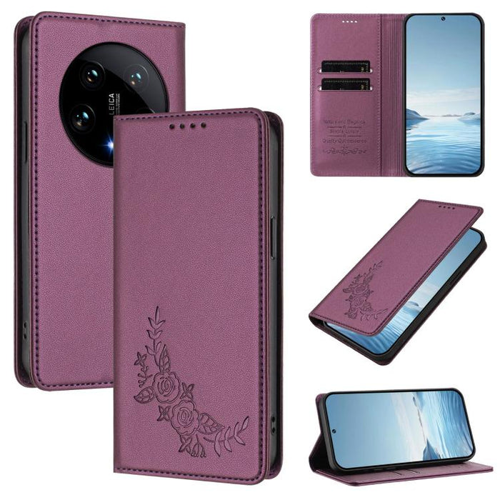 Funda para teléfono de piel vegana magnética RFID con relieve de peonía, For Xiaomi Poco F6 / Redmi Turbo 3, For Xiaomi Poco F6 Pro / Redmi K70 / K70 Pro, For Xiaomi Poco X6 Neo, For Xiaomi Poco X6 Pro, For Xiaomi 14 Ultra, For Xiaomi 14 Pro           ...