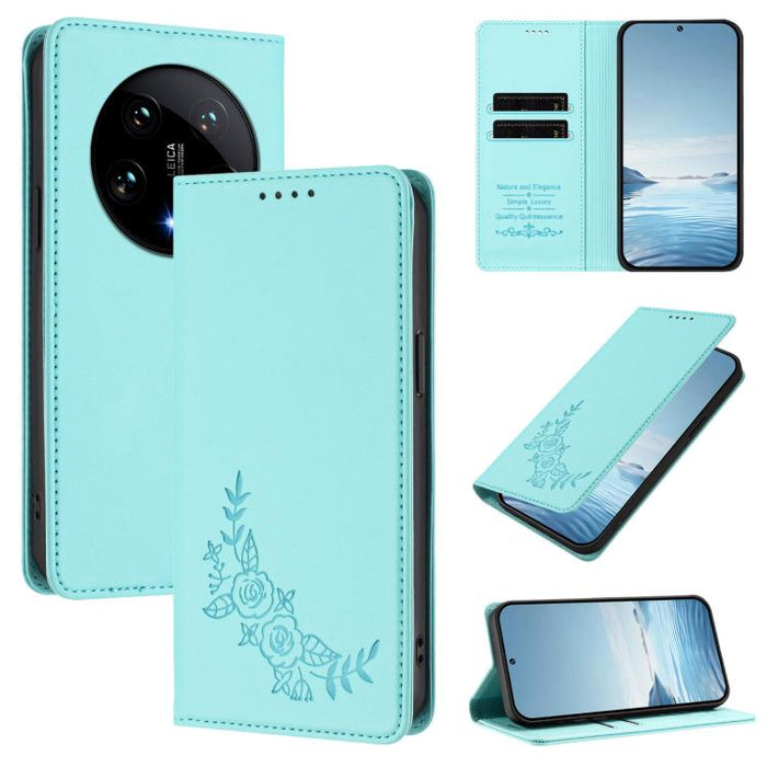 Funda para teléfono de piel vegana magnética RFID con relieve de peonía, For Xiaomi Poco F6 / Redmi Turbo 3, For Xiaomi Poco F6 Pro / Redmi K70 / K70 Pro, For Xiaomi Poco X6 Neo, For Xiaomi Poco X6 Pro, For Xiaomi 14 Ultra, For Xiaomi 14 Pro           ...