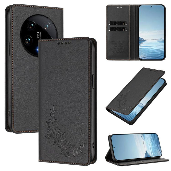 Funda para teléfono de piel vegana magnética RFID con relieve de peonía, For Xiaomi Poco F6 / Redmi Turbo 3, For Xiaomi Poco F6 Pro / Redmi K70 / K70 Pro, For Xiaomi Poco X6 Neo, For Xiaomi Poco X6 Pro, For Xiaomi 14 Ultra, For Xiaomi 14 Pro           ...