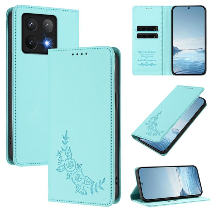 Funda para teléfono de piel vegana magnética RFID con relieve de peonía, For Xiaomi Poco F6 / Redmi Turbo 3, For Xiaomi Poco F6 Pro / Redmi K70 / K70 Pro, For Xiaomi Poco X6 Neo, For Xiaomi Poco X6 Pro, For Xiaomi 14 Ultra, For Xiaomi 14 Pro           ...