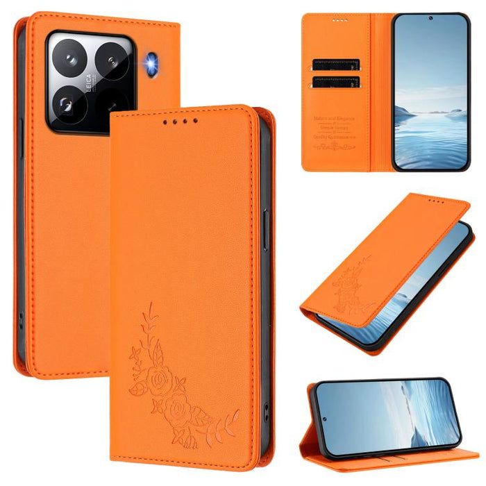 Funda para teléfono de piel vegana magnética RFID con relieve de peonía, For Xiaomi 15T 5G, For Xiaomi Civi 5 Pro 5G, For Xiaomi 15S Pro, For Xiaomi 15 Ultra, For Xiaomi Poco X7 Pro 5G / Redmi Turbo 4 5G, For Xiaomi 15 Pro, For Xiaomi 15               ...