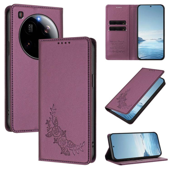 Funda para teléfono de piel vegana magnética RFID con relieve de peonía, For Xiaomi 15T 5G, For Xiaomi Civi 5 Pro 5G, For Xiaomi 15S Pro, For Xiaomi 15 Ultra, For Xiaomi Poco X7 Pro 5G / Redmi Turbo 4 5G, For Xiaomi 15 Pro, For Xiaomi 15               ...