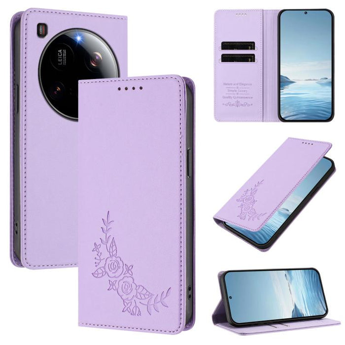 Funda para teléfono de piel vegana magnética RFID con relieve de peonía, For Xiaomi 15T 5G, For Xiaomi Civi 5 Pro 5G, For Xiaomi 15S Pro, For Xiaomi 15 Ultra, For Xiaomi Poco X7 Pro 5G / Redmi Turbo 4 5G, For Xiaomi 15 Pro, For Xiaomi 15               ...