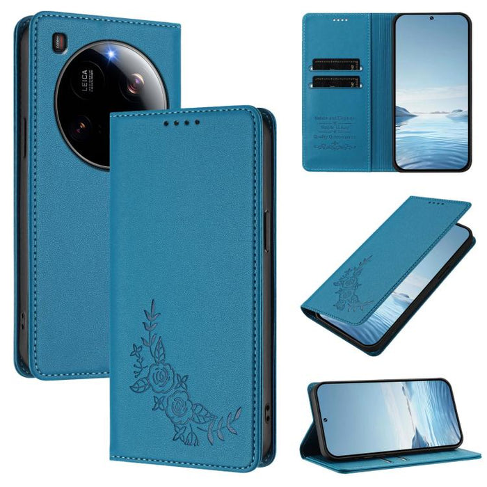 Funda para teléfono de piel vegana magnética RFID con relieve de peonía, For Xiaomi 15T 5G, For Xiaomi Civi 5 Pro 5G, For Xiaomi 15S Pro, For Xiaomi 15 Ultra, For Xiaomi Poco X7 Pro 5G / Redmi Turbo 4 5G, For Xiaomi 15 Pro, For Xiaomi 15               ...