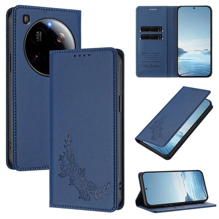 Funda para teléfono de piel vegana magnética RFID con relieve de peonía, For Xiaomi 15T 5G, For Xiaomi Civi 5 Pro 5G, For Xiaomi 15S Pro, For Xiaomi 15 Ultra, For Xiaomi Poco X7 Pro 5G / Redmi Turbo 4 5G, For Xiaomi 15 Pro, For Xiaomi 15               ...