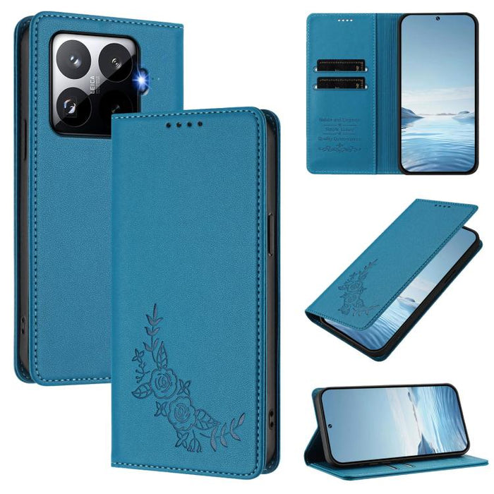 Funda para teléfono de piel vegana magnética RFID con relieve de peonía, For Xiaomi 17 Ultra, For Xiaomi Poco F8 Ultra 5G / Redmi K90 Pro Max, For Xiaomi Poco F8 Pro 5G / Redmi K90, For Xiaomi 17 Pro Max, For Xiaomi 17 Pro, For Xiaomi 17               ...