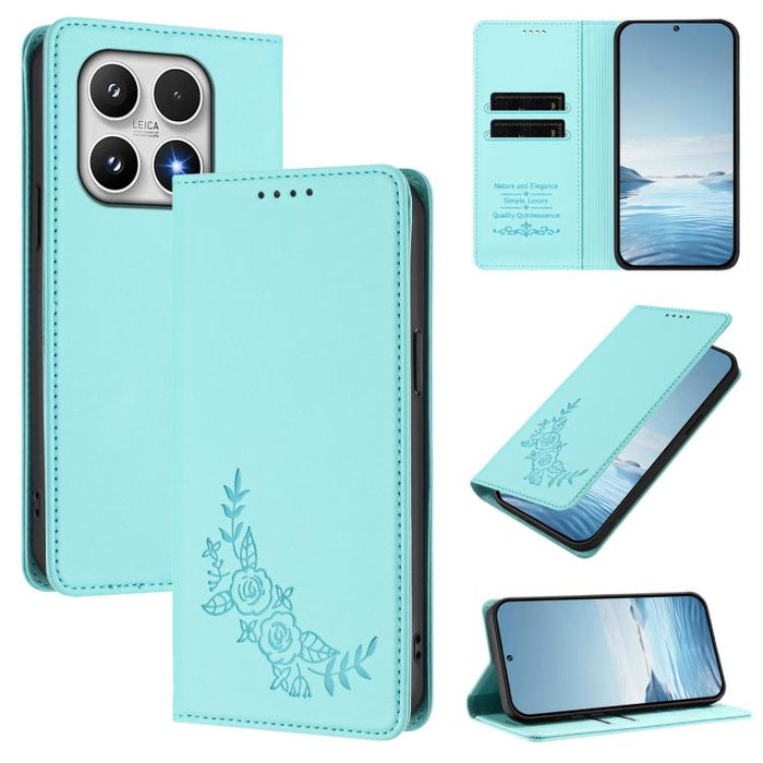 Funda para teléfono de piel vegana magnética RFID con relieve de peonía, For Xiaomi 17 Ultra, For Xiaomi Poco F8 Ultra 5G / Redmi K90 Pro Max, For Xiaomi Poco F8 Pro 5G / Redmi K90, For Xiaomi 17 Pro Max, For Xiaomi 17 Pro, For Xiaomi 17               ...