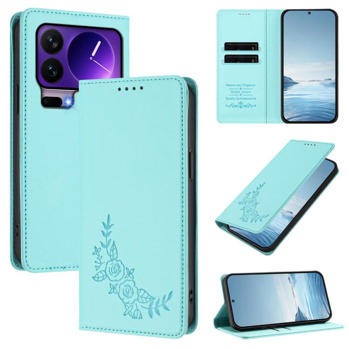 Funda para teléfono de piel vegana magnética RFID con relieve de peonía, For Xiaomi 17 Ultra, For Xiaomi Poco F8 Ultra 5G / Redmi K90 Pro Max, For Xiaomi Poco F8 Pro 5G / Redmi K90, For Xiaomi 17 Pro Max, For Xiaomi 17 Pro, For Xiaomi 17               ...