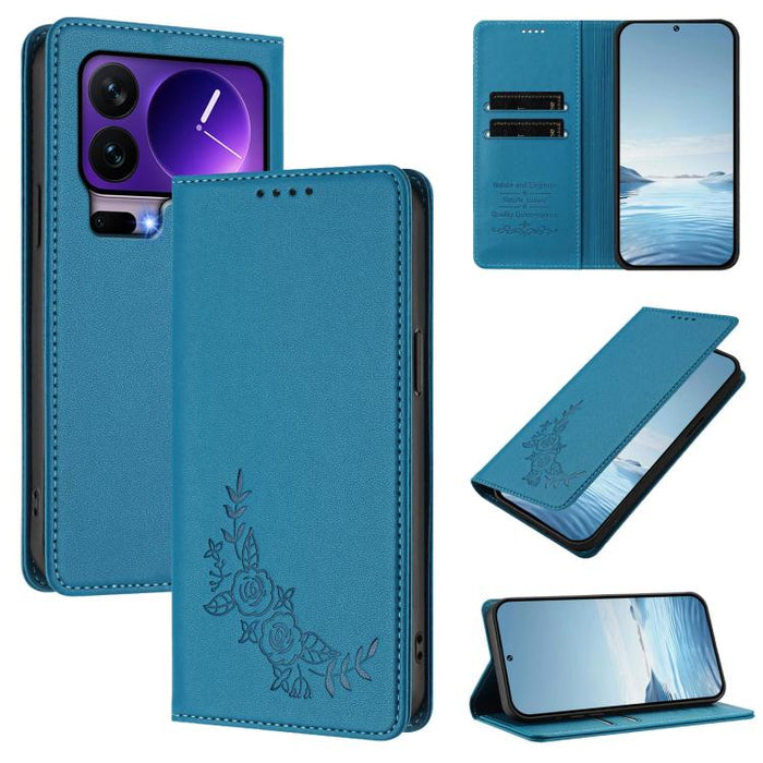 Funda para teléfono de piel vegana magnética RFID con relieve de peonía, For Xiaomi 17 Ultra, For Xiaomi Poco F8 Ultra 5G / Redmi K90 Pro Max, For Xiaomi Poco F8 Pro 5G / Redmi K90, For Xiaomi 17 Pro Max, For Xiaomi 17 Pro, For Xiaomi 17               ...
