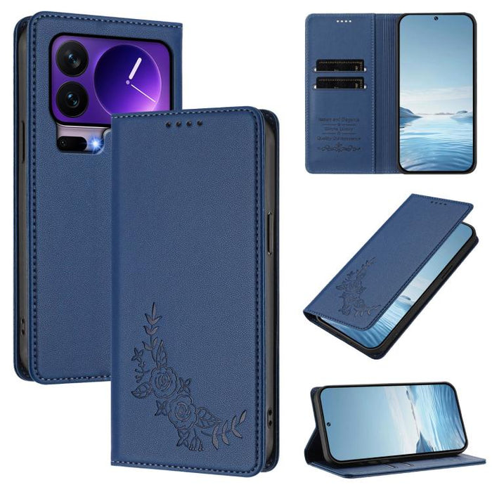 Funda para teléfono de piel vegana magnética RFID con relieve de peonía, For Xiaomi 17 Ultra, For Xiaomi Poco F8 Ultra 5G / Redmi K90 Pro Max, For Xiaomi Poco F8 Pro 5G / Redmi K90, For Xiaomi 17 Pro Max, For Xiaomi 17 Pro, For Xiaomi 17               ...