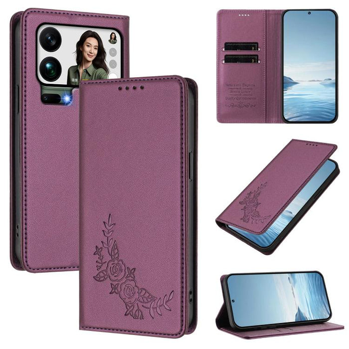 Funda para teléfono de piel vegana magnética RFID con relieve de peonía, For Xiaomi 17 Ultra, For Xiaomi Poco F8 Ultra 5G / Redmi K90 Pro Max, For Xiaomi Poco F8 Pro 5G / Redmi K90, For Xiaomi 17 Pro Max, For Xiaomi 17 Pro, For Xiaomi 17               ...