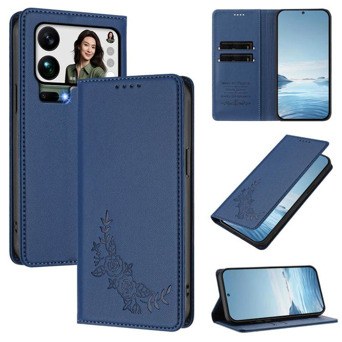 Funda para teléfono de piel vegana magnética RFID con relieve de peonía, For Xiaomi 17 Ultra, For Xiaomi Poco F8 Ultra 5G / Redmi K90 Pro Max, For Xiaomi Poco F8 Pro 5G / Redmi K90, For Xiaomi 17 Pro Max, For Xiaomi 17 Pro, For Xiaomi 17               ...