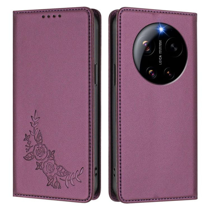 Funda para teléfono de piel vegana magnética RFID con relieve de peonía, For Xiaomi 17 Ultra, For Xiaomi Poco F8 Ultra 5G / Redmi K90 Pro Max, For Xiaomi Poco F8 Pro 5G / Redmi K90, For Xiaomi 17 Pro Max, For Xiaomi 17 Pro, For Xiaomi 17               ...