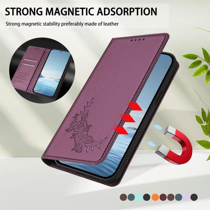 Funda para teléfono de piel vegana magnética RFID con relieve de peonía, For Xiaomi 17 Ultra, For Xiaomi Poco F8 Ultra 5G / Redmi K90 Pro Max, For Xiaomi Poco F8 Pro 5G / Redmi K90, For Xiaomi 17 Pro Max, For Xiaomi 17 Pro, For Xiaomi 17               ...