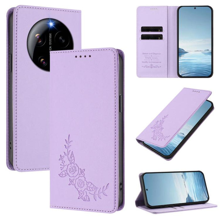 Funda para teléfono de piel vegana magnética RFID con relieve de peonía, For Xiaomi 17 Ultra, For Xiaomi Poco F8 Ultra 5G / Redmi K90 Pro Max, For Xiaomi Poco F8 Pro 5G / Redmi K90, For Xiaomi 17 Pro Max, For Xiaomi 17 Pro, For Xiaomi 17               ...