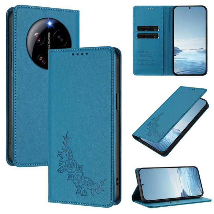 Funda para teléfono de piel vegana magnética RFID con relieve de peonía, For Xiaomi 17 Ultra, For Xiaomi Poco F8 Ultra 5G / Redmi K90 Pro Max, For Xiaomi Poco F8 Pro 5G / Redmi K90, For Xiaomi 17 Pro Max, For Xiaomi 17 Pro, For Xiaomi 17               ...
