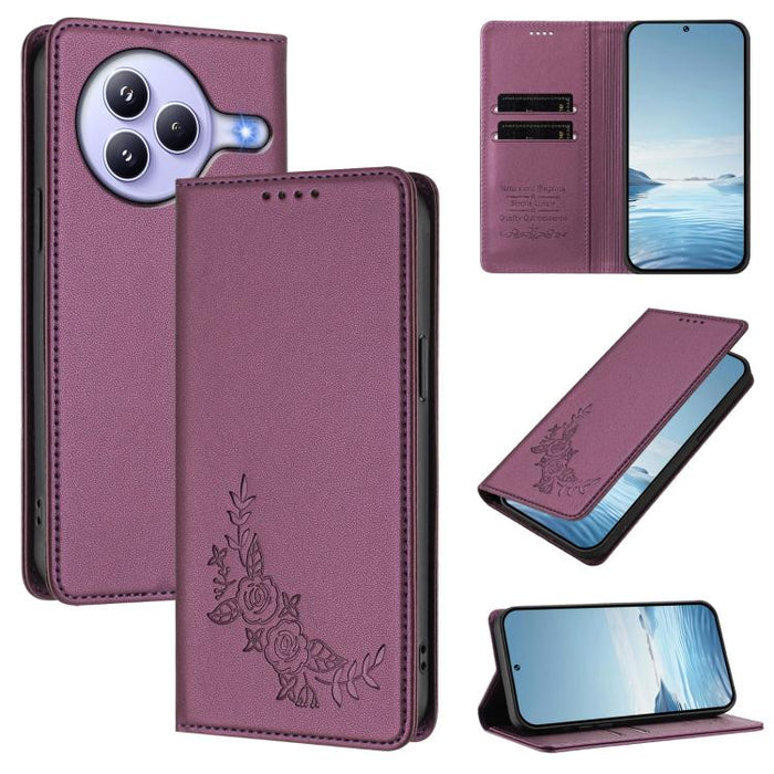 Funda para teléfono de piel vegana magnética RFID con relieve de peonía, For Xiaomi 15T 5G, For Xiaomi Civi 5 Pro 5G, For Xiaomi 15S Pro, For Xiaomi 15 Ultra, For Xiaomi Poco X7 Pro 5G / Redmi Turbo 4 5G, For Xiaomi 15 Pro, For Xiaomi 15               ...