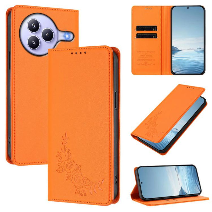 Funda para teléfono de piel vegana magnética RFID con relieve de peonía, For Xiaomi 15T 5G, For Xiaomi Civi 5 Pro 5G, For Xiaomi 15S Pro, For Xiaomi 15 Ultra, For Xiaomi Poco X7 Pro 5G / Redmi Turbo 4 5G, For Xiaomi 15 Pro, For Xiaomi 15               ...