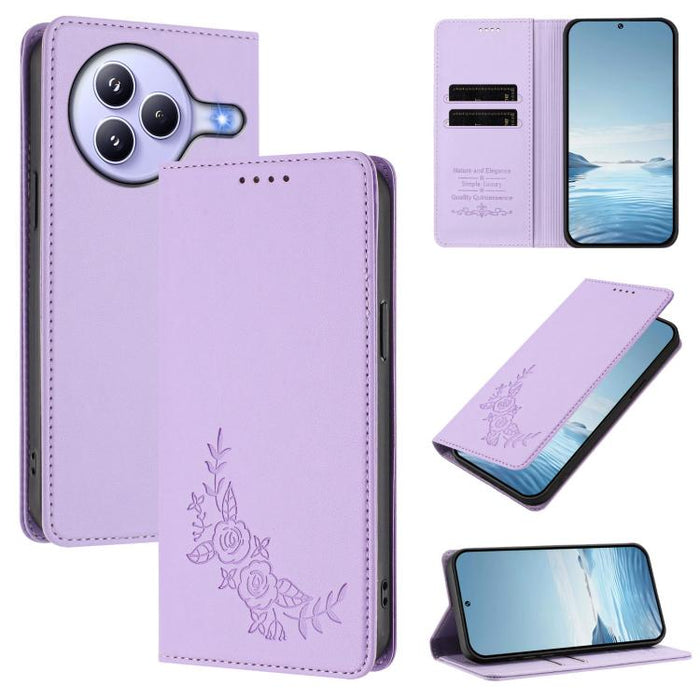 Funda para teléfono de piel vegana magnética RFID con relieve de peonía, For Xiaomi 15T 5G, For Xiaomi Civi 5 Pro 5G, For Xiaomi 15S Pro, For Xiaomi 15 Ultra, For Xiaomi Poco X7 Pro 5G / Redmi Turbo 4 5G, For Xiaomi 15 Pro, For Xiaomi 15               ...