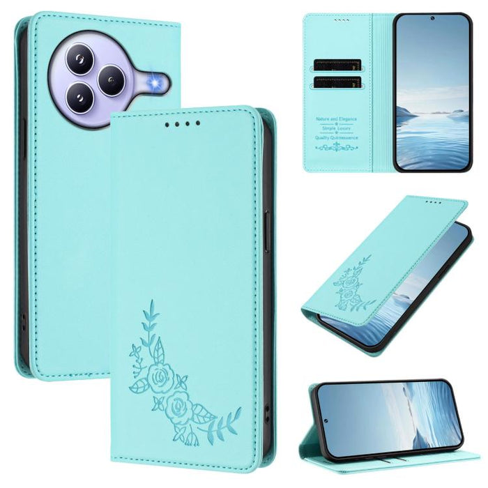 Funda para teléfono de piel vegana magnética RFID con relieve de peonía, For Xiaomi 15T 5G, For Xiaomi Civi 5 Pro 5G, For Xiaomi 15S Pro, For Xiaomi 15 Ultra, For Xiaomi Poco X7 Pro 5G / Redmi Turbo 4 5G, For Xiaomi 15 Pro, For Xiaomi 15               ...