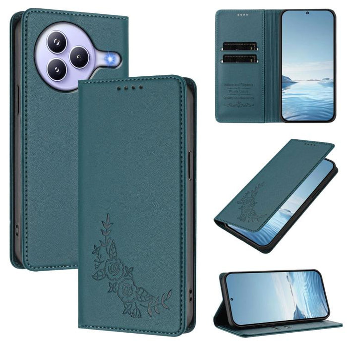 Funda para teléfono de piel vegana magnética RFID con relieve de peonía, For Xiaomi 15T 5G, For Xiaomi Civi 5 Pro 5G, For Xiaomi 15S Pro, For Xiaomi 15 Ultra, For Xiaomi Poco X7 Pro 5G / Redmi Turbo 4 5G, For Xiaomi 15 Pro, For Xiaomi 15               ...