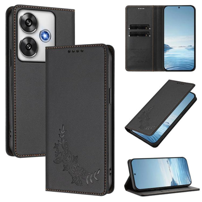 Funda para teléfono de piel vegana magnética RFID con relieve de peonía, For Xiaomi Poco F6 / Redmi Turbo 3, For Xiaomi Poco F6 Pro / Redmi K70 / K70 Pro, For Xiaomi Poco X6 Neo, For Xiaomi Poco X6 Pro, For Xiaomi 14 Ultra, For Xiaomi 14 Pro           ...