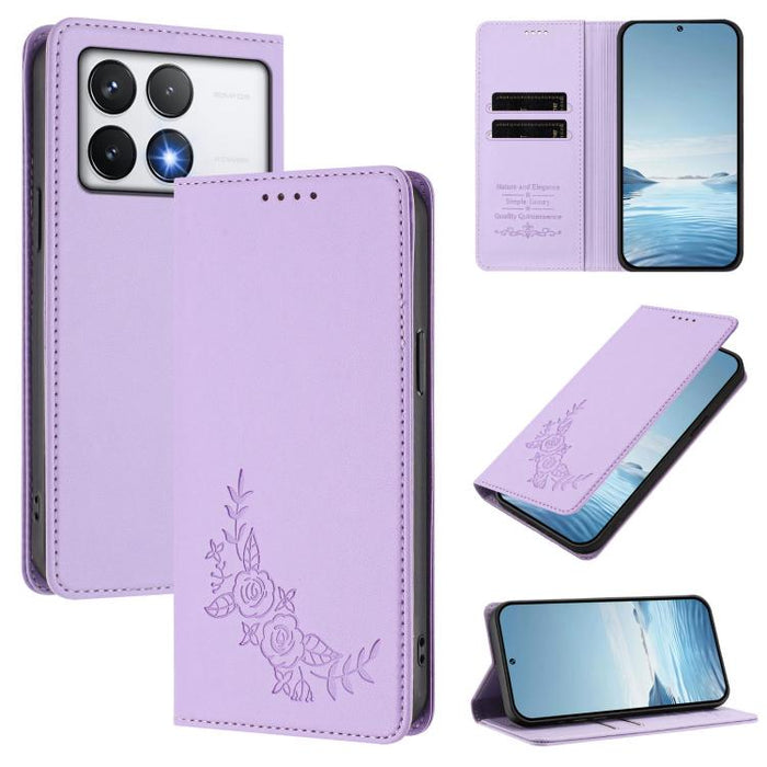 Funda para teléfono de piel vegana magnética RFID con relieve de peonía, For Xiaomi Poco F6 / Redmi Turbo 3, For Xiaomi Poco F6 Pro / Redmi K70 / K70 Pro, For Xiaomi Poco X6 Neo, For Xiaomi Poco X6 Pro, For Xiaomi 14 Ultra, For Xiaomi 14 Pro           ...