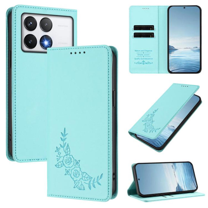Funda para teléfono de piel vegana magnética RFID con relieve de peonía, For Xiaomi Poco F6 / Redmi Turbo 3, For Xiaomi Poco F6 Pro / Redmi K70 / K70 Pro, For Xiaomi Poco X6 Neo, For Xiaomi Poco X6 Pro, For Xiaomi 14 Ultra, For Xiaomi 14 Pro           ...
