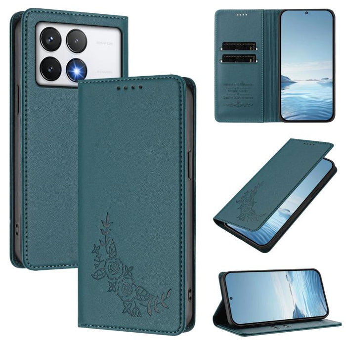 Funda para teléfono de piel vegana magnética RFID con relieve de peonía, For Xiaomi Poco F6 / Redmi Turbo 3, For Xiaomi Poco F6 Pro / Redmi K70 / K70 Pro, For Xiaomi Poco X6 Neo, For Xiaomi Poco X6 Pro, For Xiaomi 14 Ultra, For Xiaomi 14 Pro           ...
