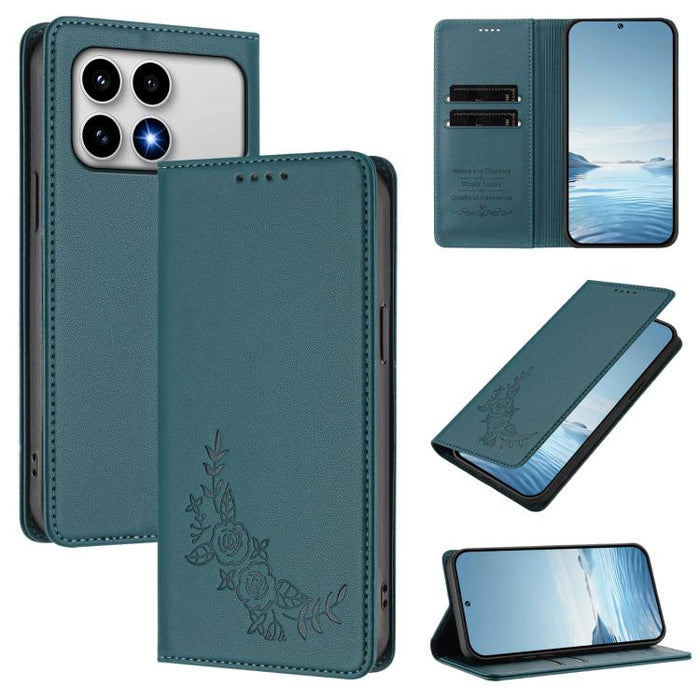 Funda para teléfono de piel vegana magnética RFID con relieve de peonía, For Xiaomi 17 Ultra, For Xiaomi Poco F8 Ultra 5G / Redmi K90 Pro Max, For Xiaomi Poco F8 Pro 5G / Redmi K90, For Xiaomi 17 Pro Max, For Xiaomi 17 Pro, For Xiaomi 17               ...