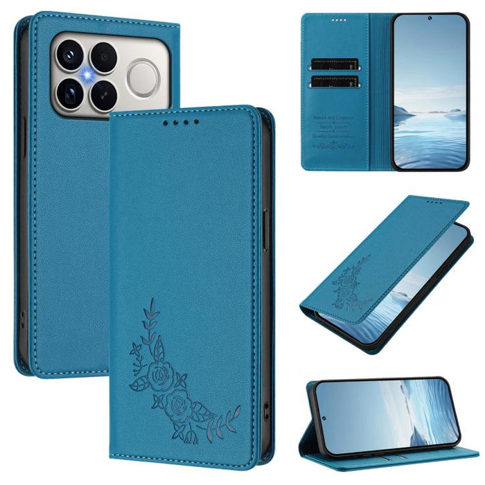 Funda para teléfono de piel vegana magnética RFID con relieve de peonía, For Xiaomi 17 Ultra, For Xiaomi Poco F8 Ultra 5G / Redmi K90 Pro Max, For Xiaomi Poco F8 Pro 5G / Redmi K90, For Xiaomi 17 Pro Max, For Xiaomi 17 Pro, For Xiaomi 17               ...
