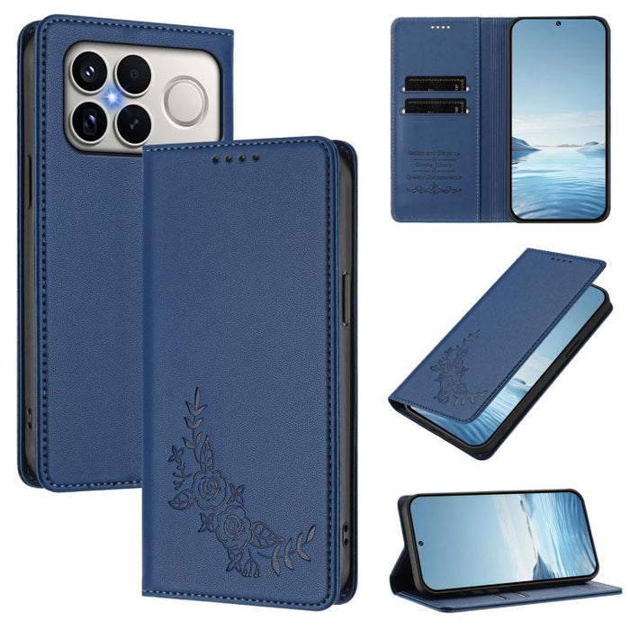 Funda para teléfono de piel vegana magnética RFID con relieve de peonía, For Xiaomi 17 Ultra, For Xiaomi Poco F8 Ultra 5G / Redmi K90 Pro Max, For Xiaomi Poco F8 Pro 5G / Redmi K90, For Xiaomi 17 Pro Max, For Xiaomi 17 Pro, For Xiaomi 17               ...