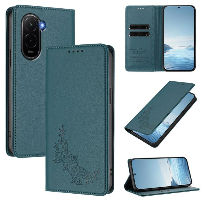 Funda para teléfono de piel vegana magnética RFID con relieve de peonía, For Xiaomi 17 Ultra, For Xiaomi Poco F8 Ultra 5G / Redmi K90 Pro Max, For Xiaomi Poco F8 Pro 5G / Redmi K90, For Xiaomi 17 Pro Max, For Xiaomi 17 Pro, For Xiaomi 17               ...