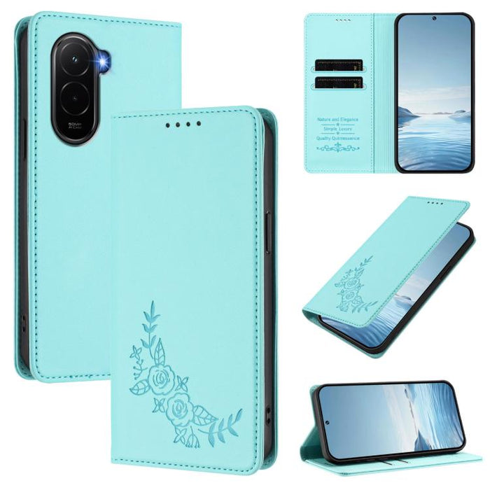Funda para teléfono de piel vegana magnética RFID con relieve de peonía, For Xiaomi 15T 5G, For Xiaomi Civi 5 Pro 5G, For Xiaomi 15S Pro, For Xiaomi 15 Ultra, For Xiaomi Poco X7 Pro 5G / Redmi Turbo 4 5G, For Xiaomi 15 Pro, For Xiaomi 15               ...