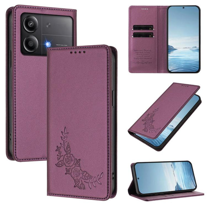 Funda para teléfono de piel vegana magnética RFID con relieve de peonía, For Xiaomi Poco F6 / Redmi Turbo 3, For Xiaomi Poco F6 Pro / Redmi K70 / K70 Pro, For Xiaomi Poco X6 Neo, For Xiaomi Poco X6 Pro, For Xiaomi 14 Ultra, For Xiaomi 14 Pro           ...