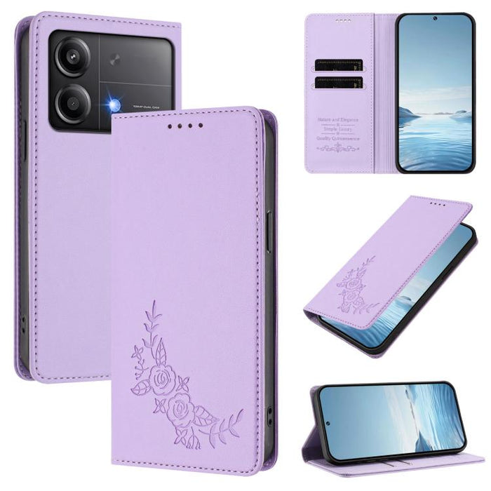 Funda para teléfono de piel vegana magnética RFID con relieve de peonía, For Xiaomi Poco F6 / Redmi Turbo 3, For Xiaomi Poco F6 Pro / Redmi K70 / K70 Pro, For Xiaomi Poco X6 Neo, For Xiaomi Poco X6 Pro, For Xiaomi 14 Ultra, For Xiaomi 14 Pro           ...