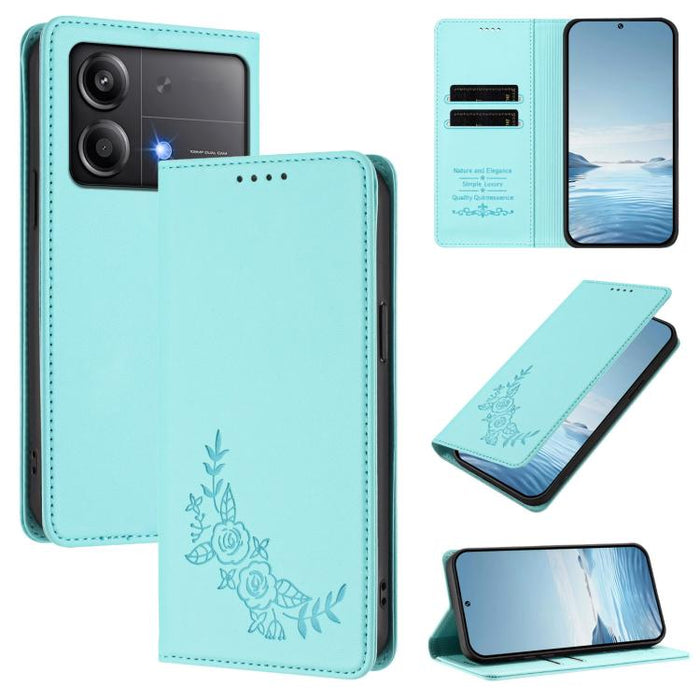 Funda para teléfono de piel vegana magnética RFID con relieve de peonía, For Xiaomi Poco F6 / Redmi Turbo 3, For Xiaomi Poco F6 Pro / Redmi K70 / K70 Pro, For Xiaomi Poco X6 Neo, For Xiaomi Poco X6 Pro, For Xiaomi 14 Ultra, For Xiaomi 14 Pro           ...