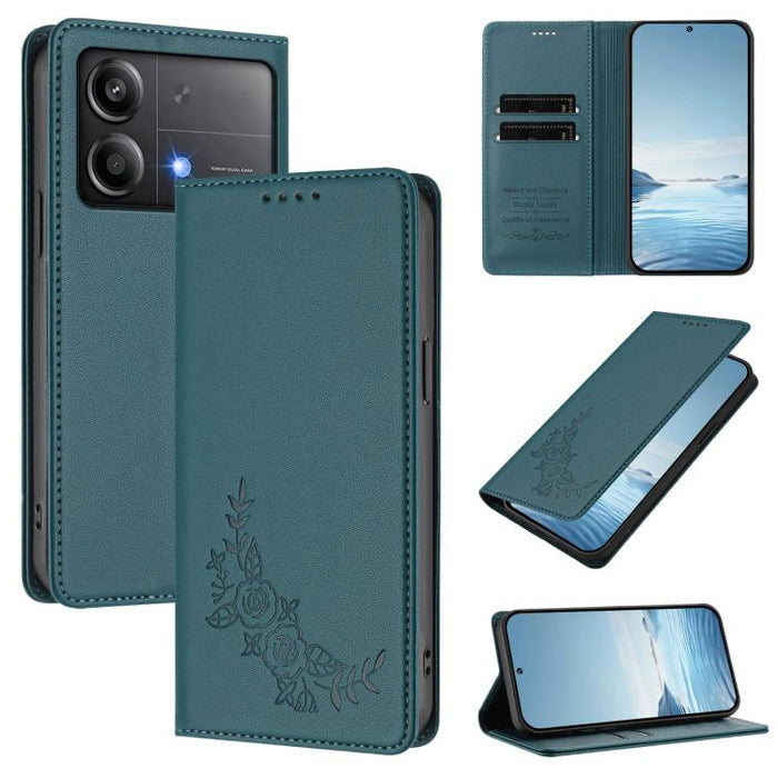 Funda para teléfono de piel vegana magnética RFID con relieve de peonía, For Xiaomi Poco F6 / Redmi Turbo 3, For Xiaomi Poco F6 Pro / Redmi K70 / K70 Pro, For Xiaomi Poco X6 Neo, For Xiaomi Poco X6 Pro, For Xiaomi 14 Ultra, For Xiaomi 14 Pro           ...