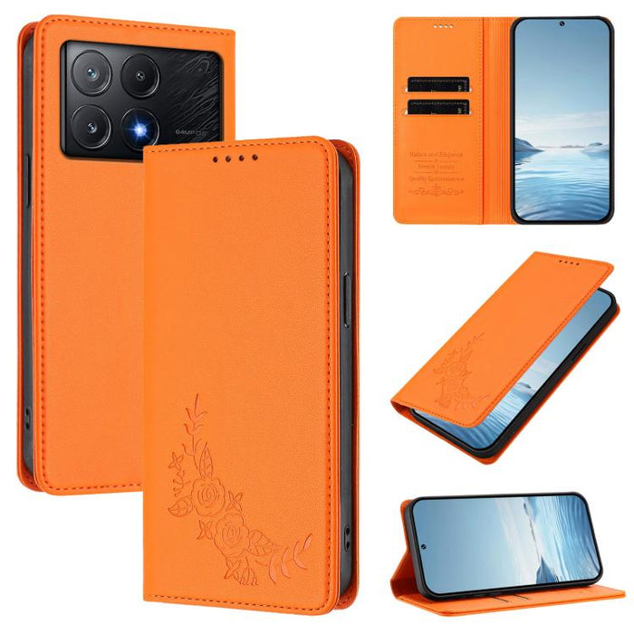 Funda para teléfono de piel vegana magnética RFID con relieve de peonía, For Xiaomi Poco F6 / Redmi Turbo 3, For Xiaomi Poco F6 Pro / Redmi K70 / K70 Pro, For Xiaomi Poco X6 Neo, For Xiaomi Poco X6 Pro, For Xiaomi 14 Ultra, For Xiaomi 14 Pro           ...