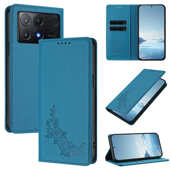 Funda para teléfono de piel vegana magnética RFID con relieve de peonía, For Xiaomi Poco F6 / Redmi Turbo 3, For Xiaomi Poco F6 Pro / Redmi K70 / K70 Pro, For Xiaomi Poco X6 Neo, For Xiaomi Poco X6 Pro, For Xiaomi 14 Ultra, For Xiaomi 14 Pro           ...