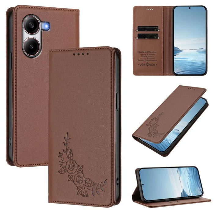 Funda para teléfono de piel vegana magnética RFID con relieve de peonía, For Xiaomi 15T 5G, For Xiaomi Civi 5 Pro 5G, For Xiaomi 15S Pro, For Xiaomi 15 Ultra, For Xiaomi Poco X7 Pro 5G / Redmi Turbo 4 5G, For Xiaomi 15 Pro, For Xiaomi 15               ...