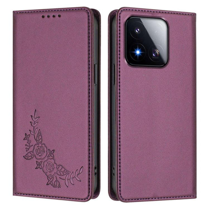 Funda para teléfono de piel vegana magnética RFID con relieve de peonía, For Xiaomi 17 Ultra, For Xiaomi Poco F8 Ultra 5G / Redmi K90 Pro Max, For Xiaomi Poco F8 Pro 5G / Redmi K90, For Xiaomi 17 Pro Max, For Xiaomi 17 Pro, For Xiaomi 17               ...