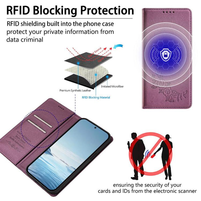 Funda para teléfono de piel vegana magnética RFID con relieve de peonía, For Xiaomi 17 Ultra, For Xiaomi Poco F8 Ultra 5G / Redmi K90 Pro Max, For Xiaomi Poco F8 Pro 5G / Redmi K90, For Xiaomi 17 Pro Max, For Xiaomi 17 Pro, For Xiaomi 17               ...